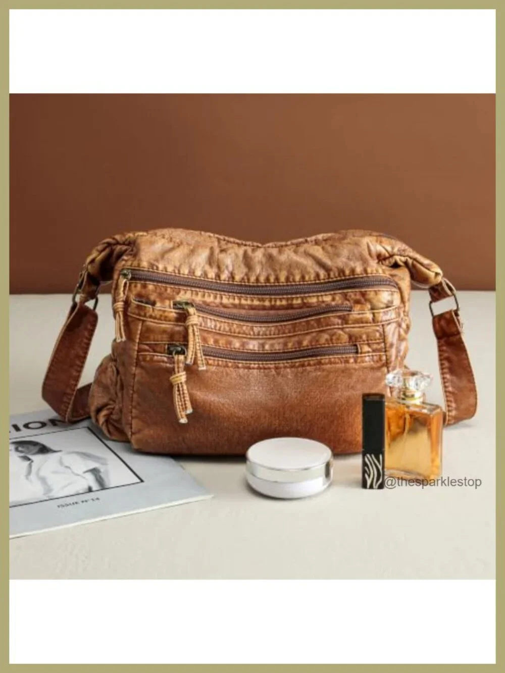 Multi-Pocket Hobo Shoulder Bag Soft Faux Leather Crossbody for Women